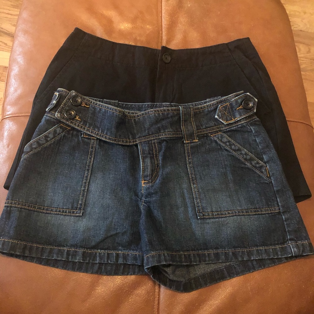 Banana Republic denim and black shorts.